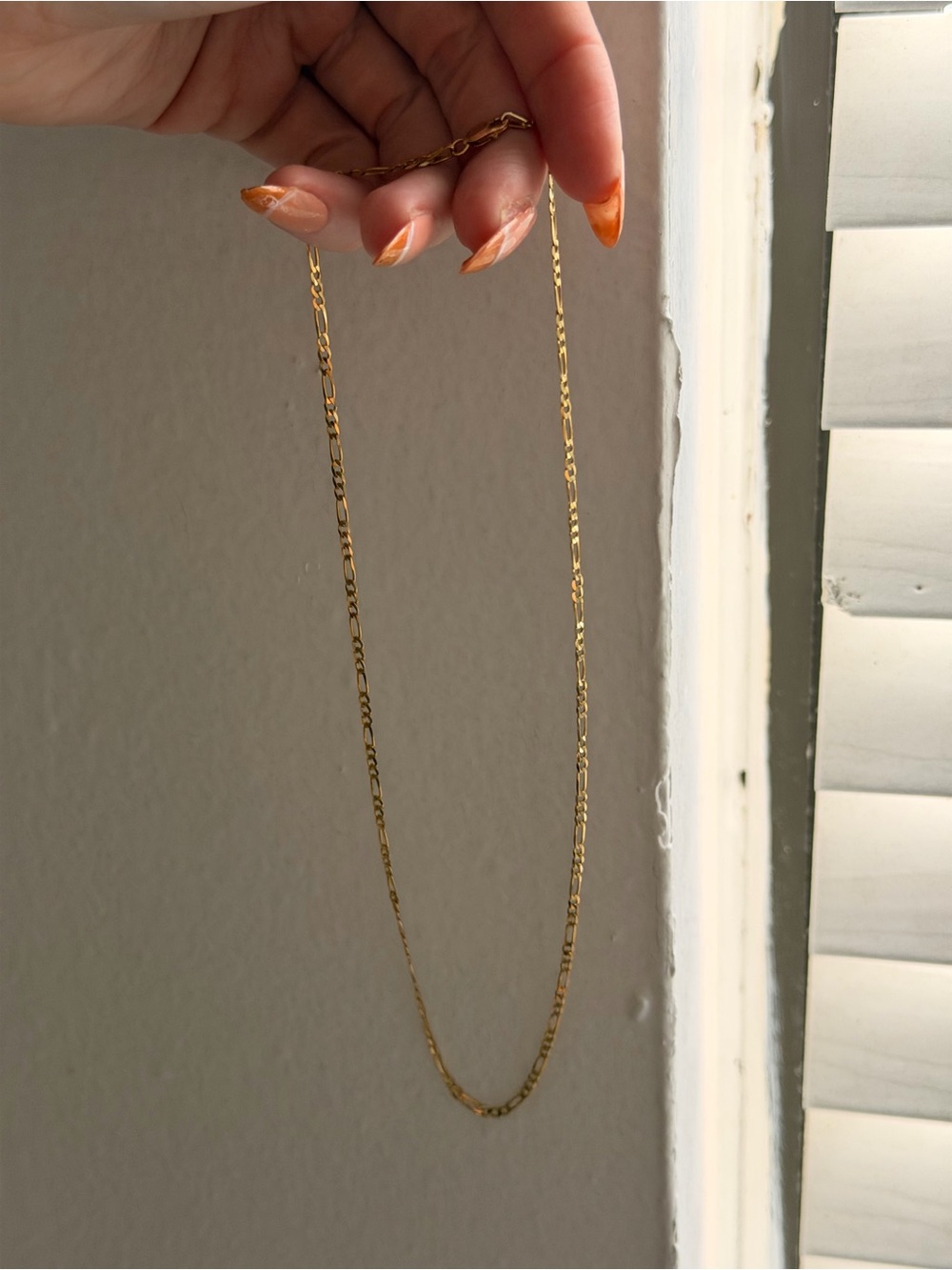 14K Gold Stamped Figaro Link Necklace - Women's Jewelry